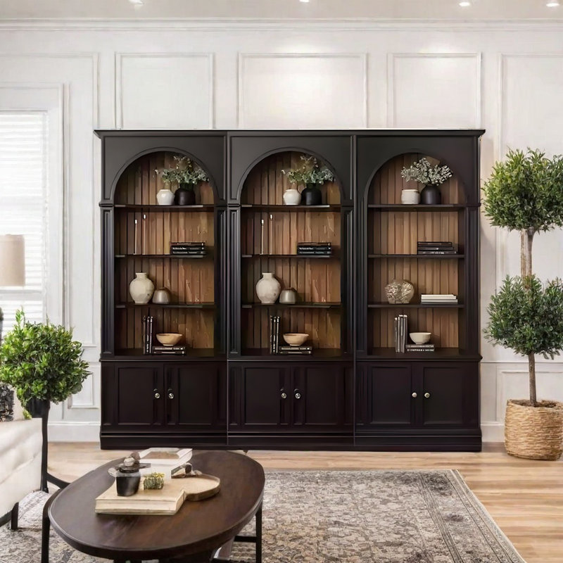 Parttlion American arched black bookcase | Wayfair